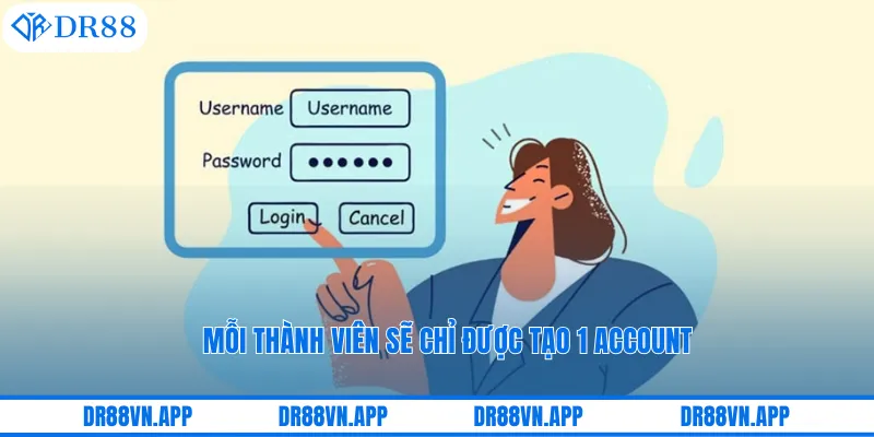Mỗi thành viên sẽ chỉ được tạo 1 account